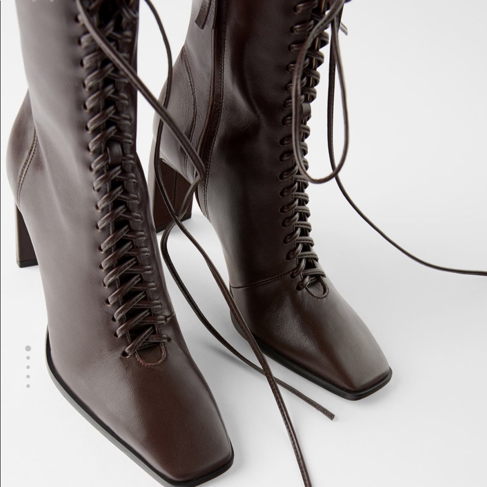 Zara lace leather ankle boots